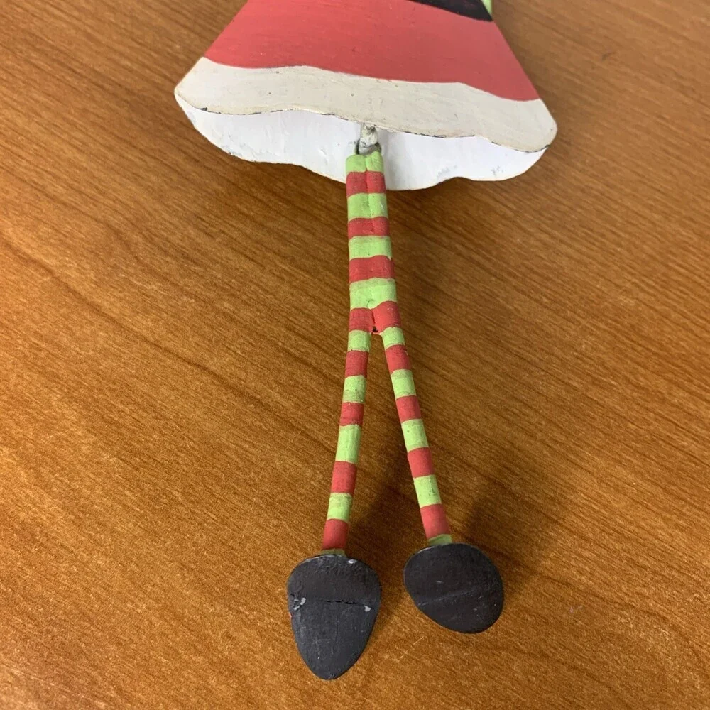 Santa Christmas Ornament Metal 8.5”x3” Movable Legs